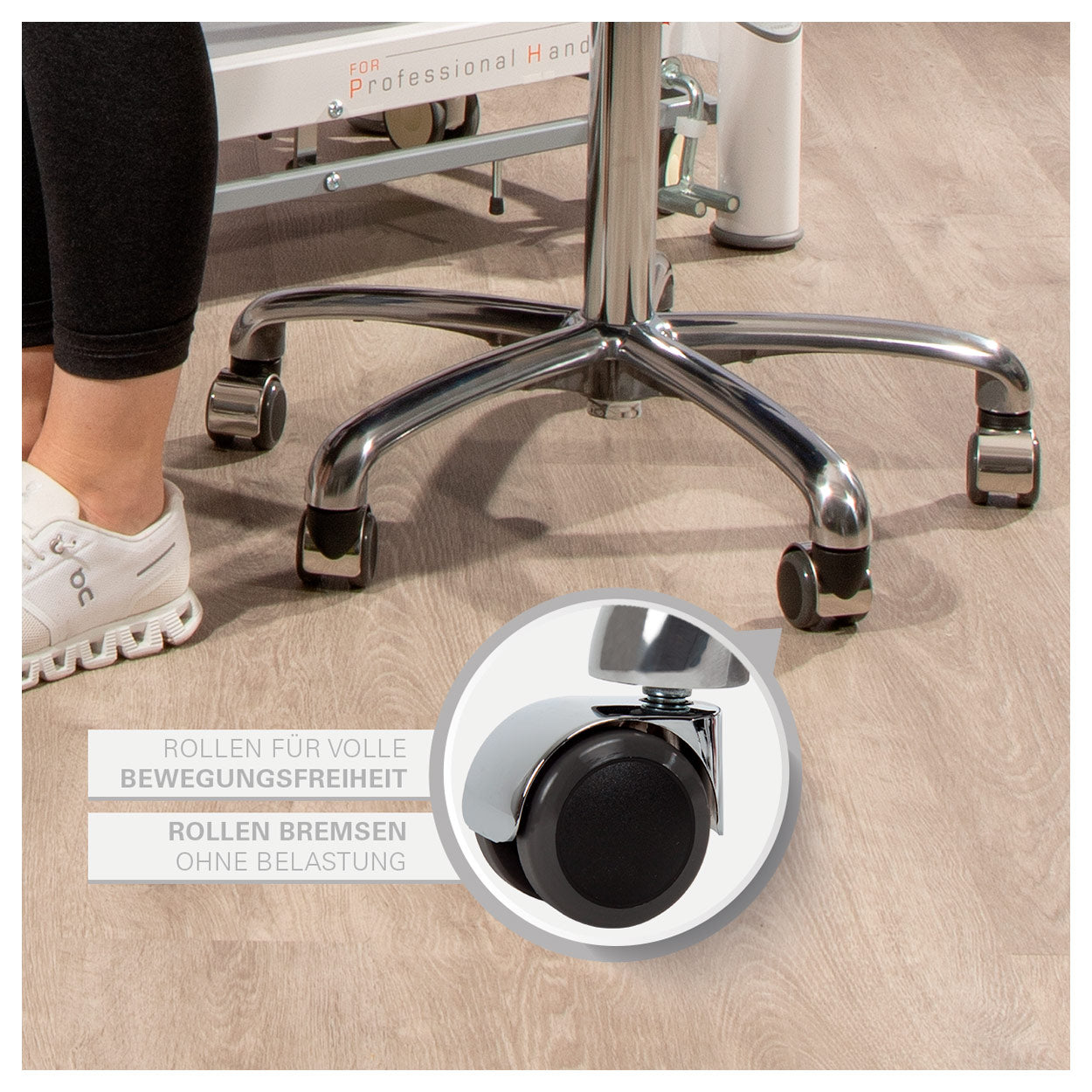 Drehhocker - gepolstert mit Rollen