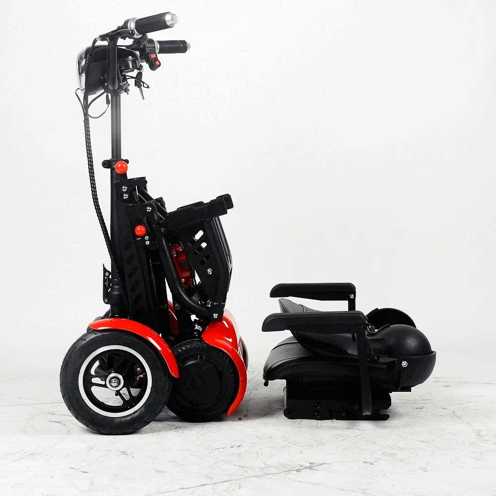 E-Scooter mit Tasche und Korb
