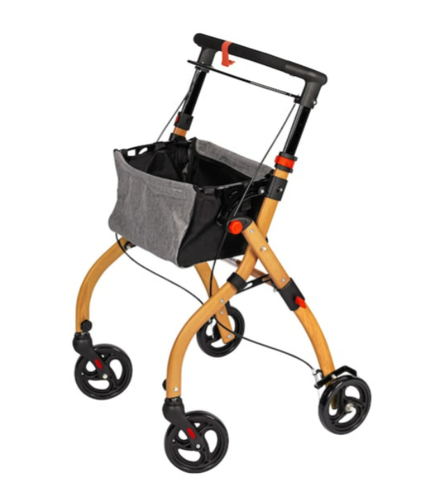 Indoor-Rollator in Holz-Optik mit Tasche und Tablett, nur 6.2kg ! - AT51040