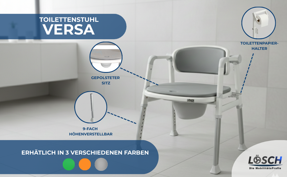 Toilettenstuhl Versa Belastbarkeit bis 136 kg