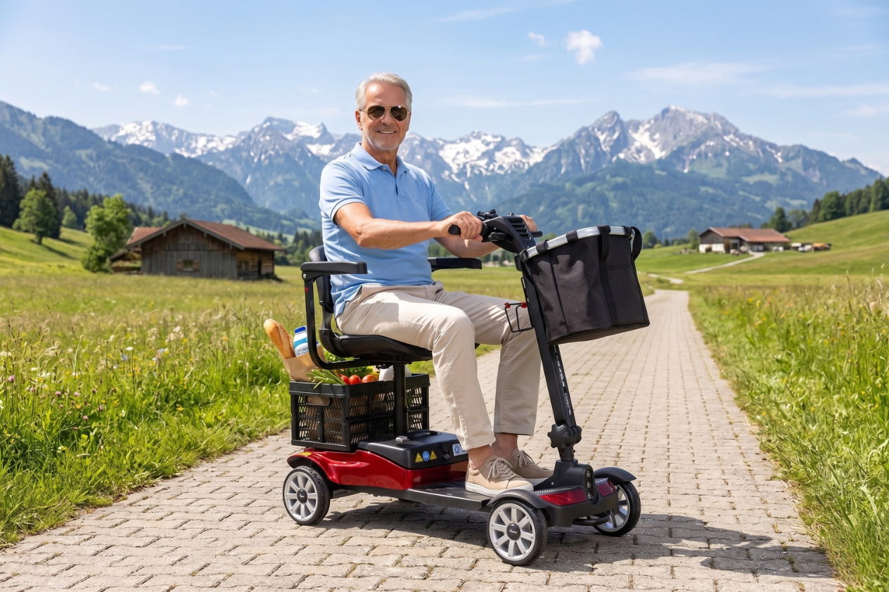 Antar Elektromobil AT52340 – faltbar, Rot/Schwarz, 28 kg