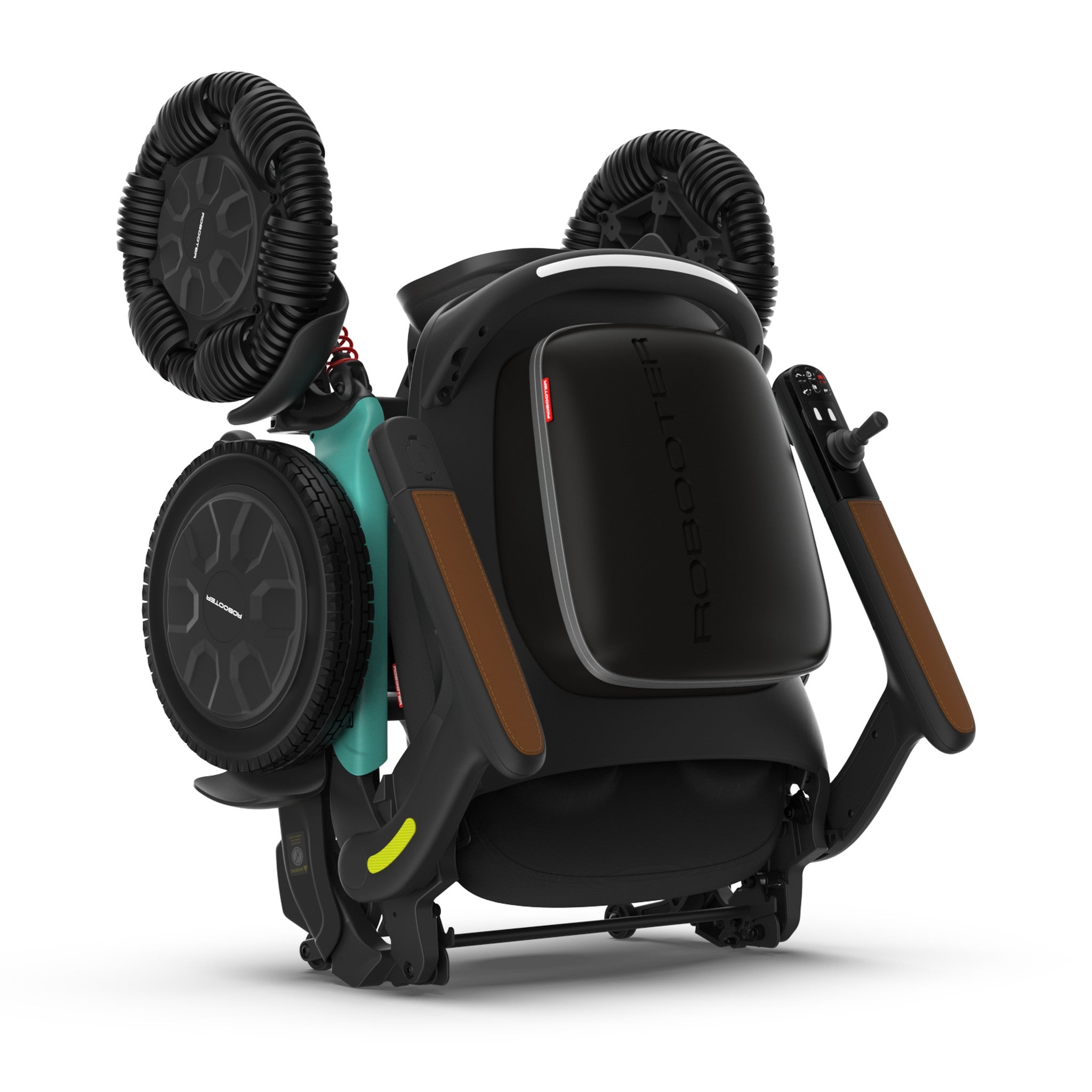Elektrorollstuhl E60 Pro Outdoor gefaltet, schräg von vorne mit Tragegriff