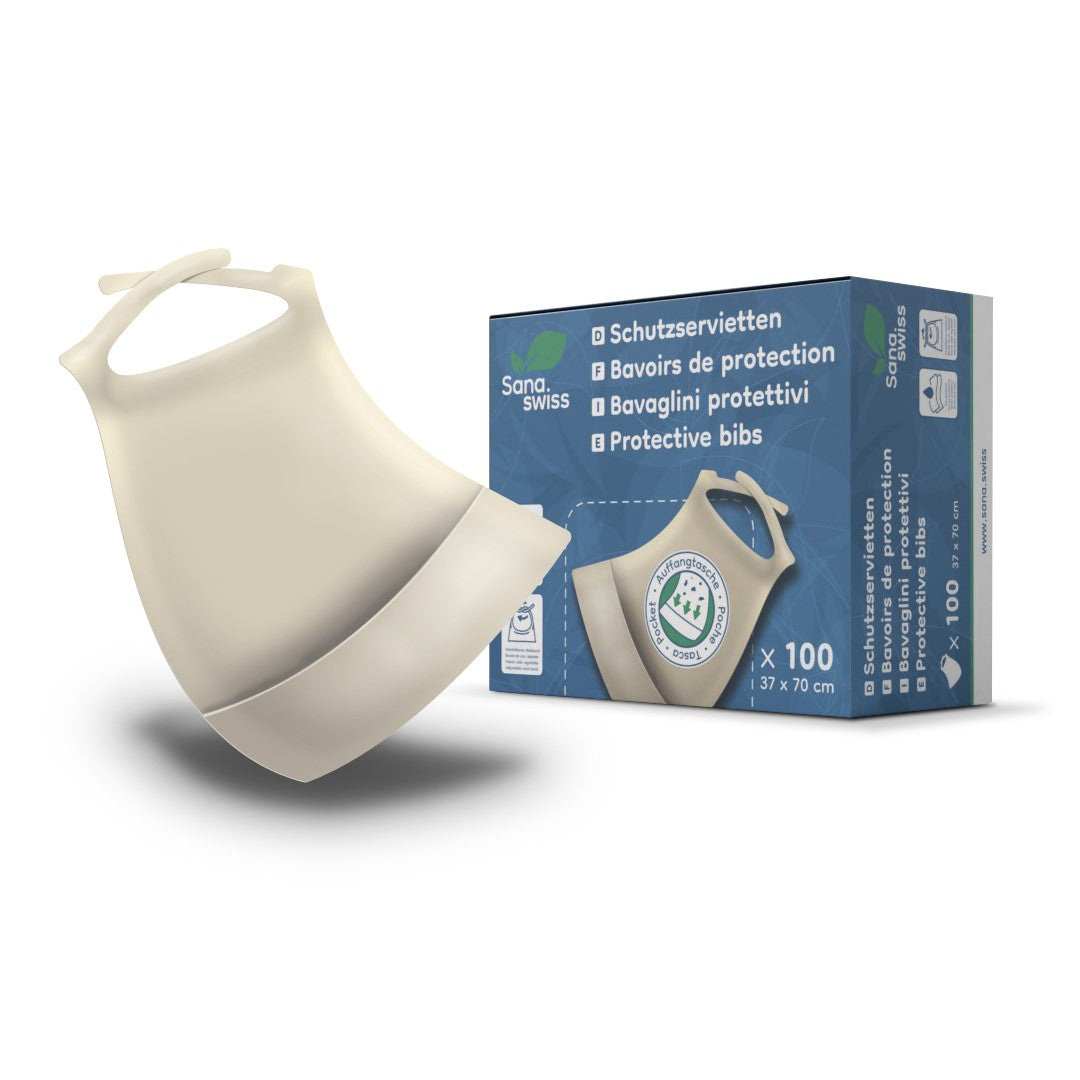 Schutzservietten (Bibs) M/L, 37 × 70 cm, 100 Stk. in Spenderbox