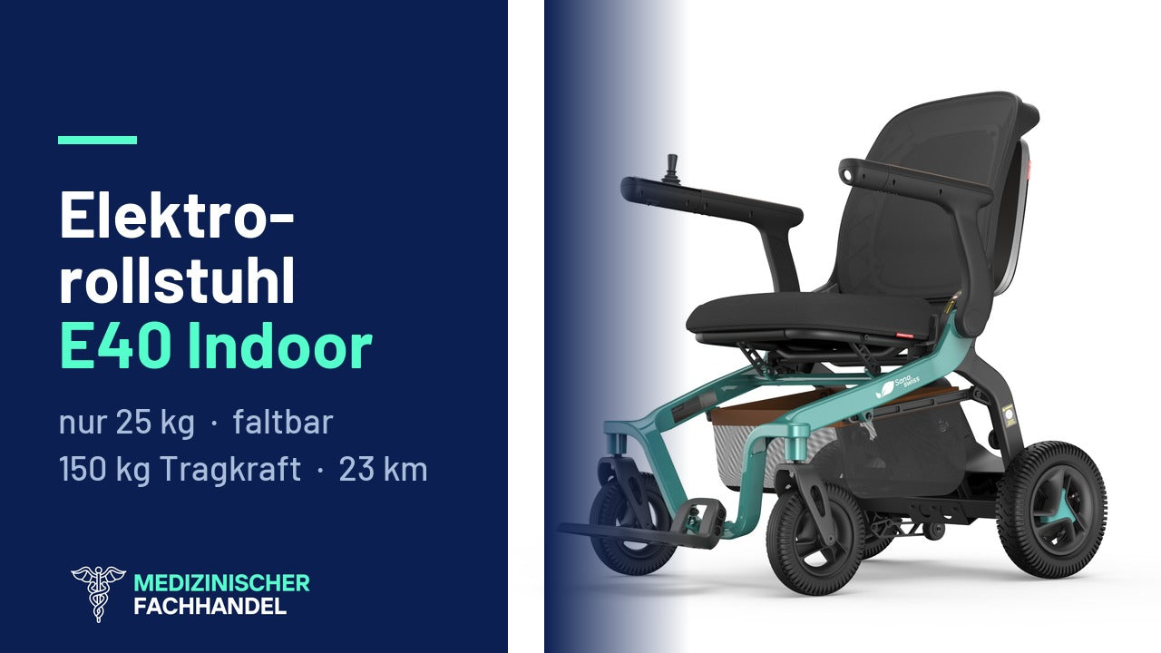 Elektrorollstuhl E40 Indoor – Produktvideo mit Ausstattung, Falten und Lieferung