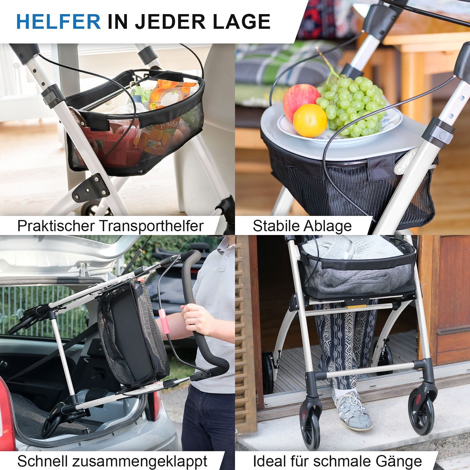 Rollator Casa Soft schmal für Wohnung & Innenbereich