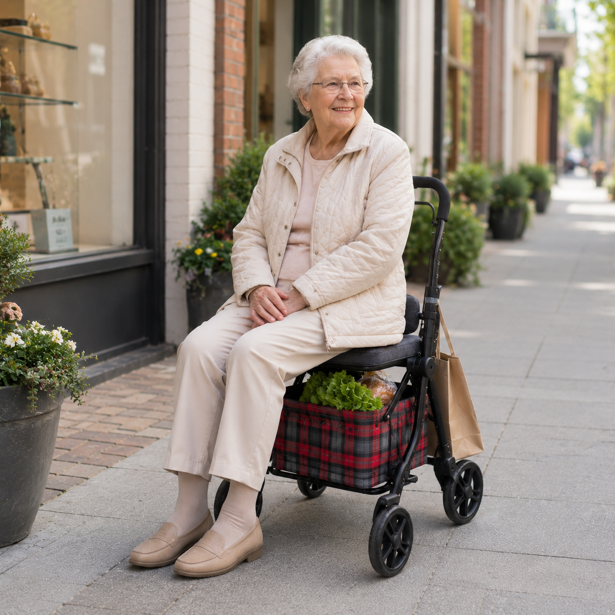Rollator Shopper Tabas Comfort – Sitz mit Rückenlehne, bis 136 kg belastbar, klappbar